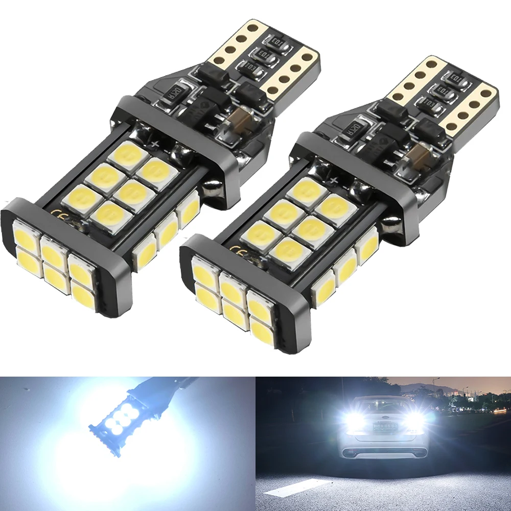 2x T15 LED W16W Bulbs Canbus OBC Error Free LED Backup Light 921 912 W16W LED Bulbs Car Reverse Lamp Xenon White DC12V No Error