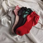 2021 Новое Детское платье для девочек, предназначенное для ребенка ясельного возраста Гольфы однотонные Цвет Нескользящие тапочки с бантиком милый дикий хлопковые носки 0-5Years