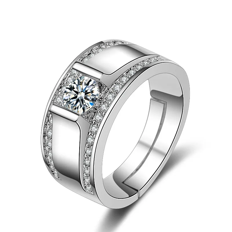 

Trendy Finger Ring for Men 925 Silver Jewelry with Zircon Gemstone Adjustable Rings Wedding Party Gifts Accessories Wholesale