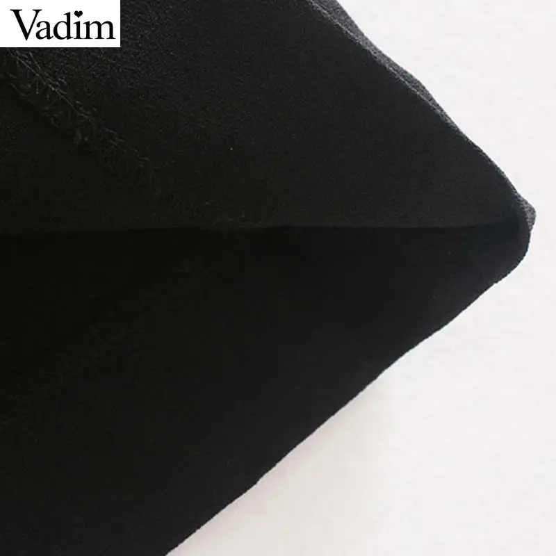 Женское элегантное платье vadim черное миди с круглым вырезом коротким рукавом из