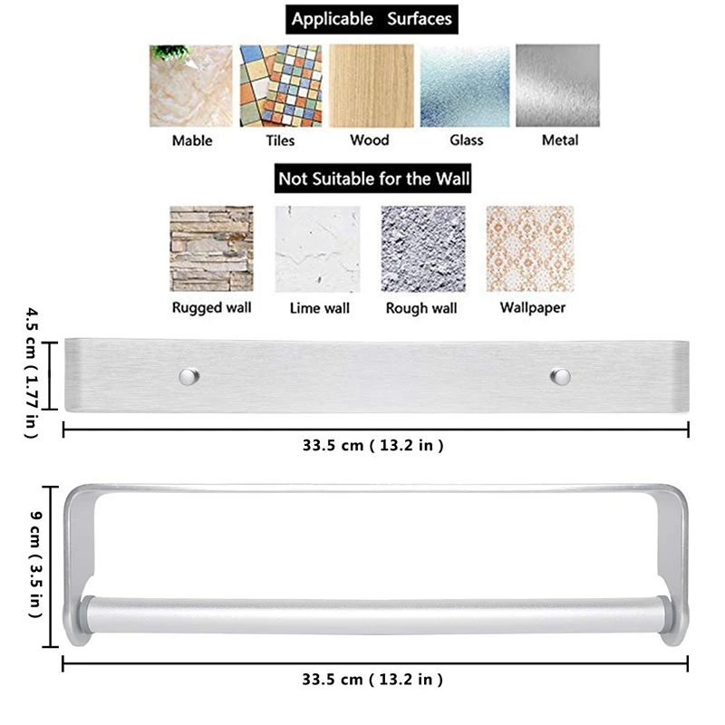 Self Adhesive &amp Wall Mount Paper Towel Holder Dispenser Kitchen Tissue Stand Under Cabinet-Silver | Обустройство дома