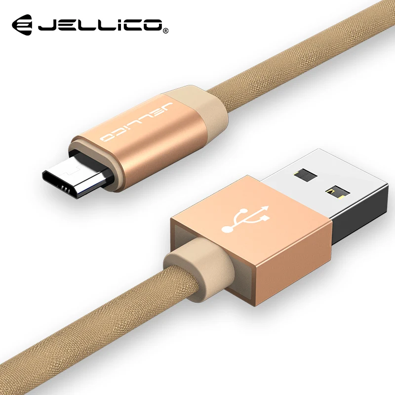 Jellico 100 см высокопрочный Micro USB кабель для samsung Xiaomi LG USB 3.1A Быстрая зарядка данных плетеное зарядное устройство Android мобильный телефон - Цвет: Золотой