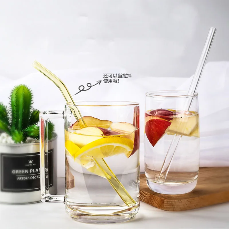 5 шт./лот креативно окрашенная прозрачная стеклянная соломка термостойкая