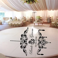 vintage style wedding stickers custom bride groom name chandelier form personalised wedding wall or floor decor decals hy2149