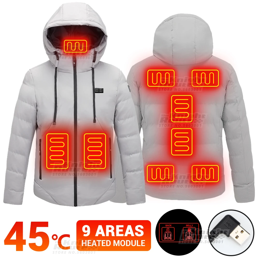 

9 Area Winter Heated Jacket Men USB Electric Heated Vest Motorbike Moto Hunting Clothing Ski Down Jacket Motorcycle Jacket Women