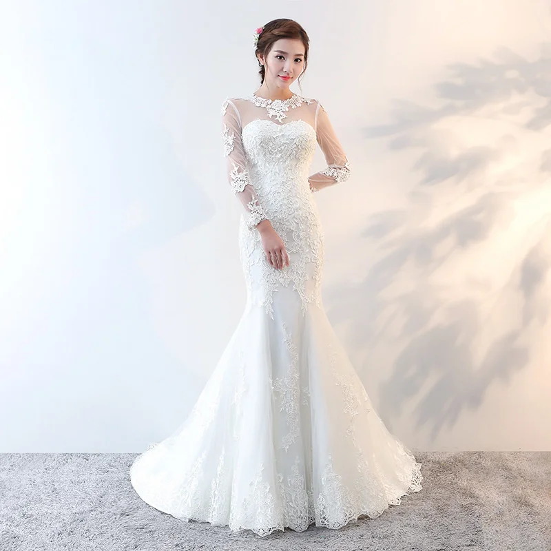

Mori Light Gauze Wedding Dress 2021 New Bride Slim Fishtail Skirt Small Tailed Tour Shooting Small Children