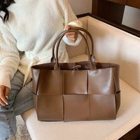 fashion design women woven tote handbags luxury pu leather large capacity female shoulder bags 2022 new ladies shopper bag