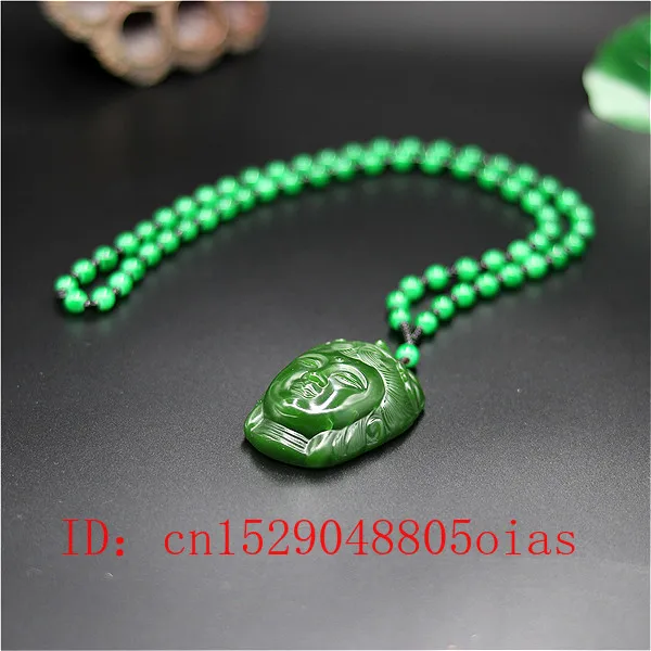 Натуральная Зеленая китайская подвеска в виде головы Гуаньинь из нефрита