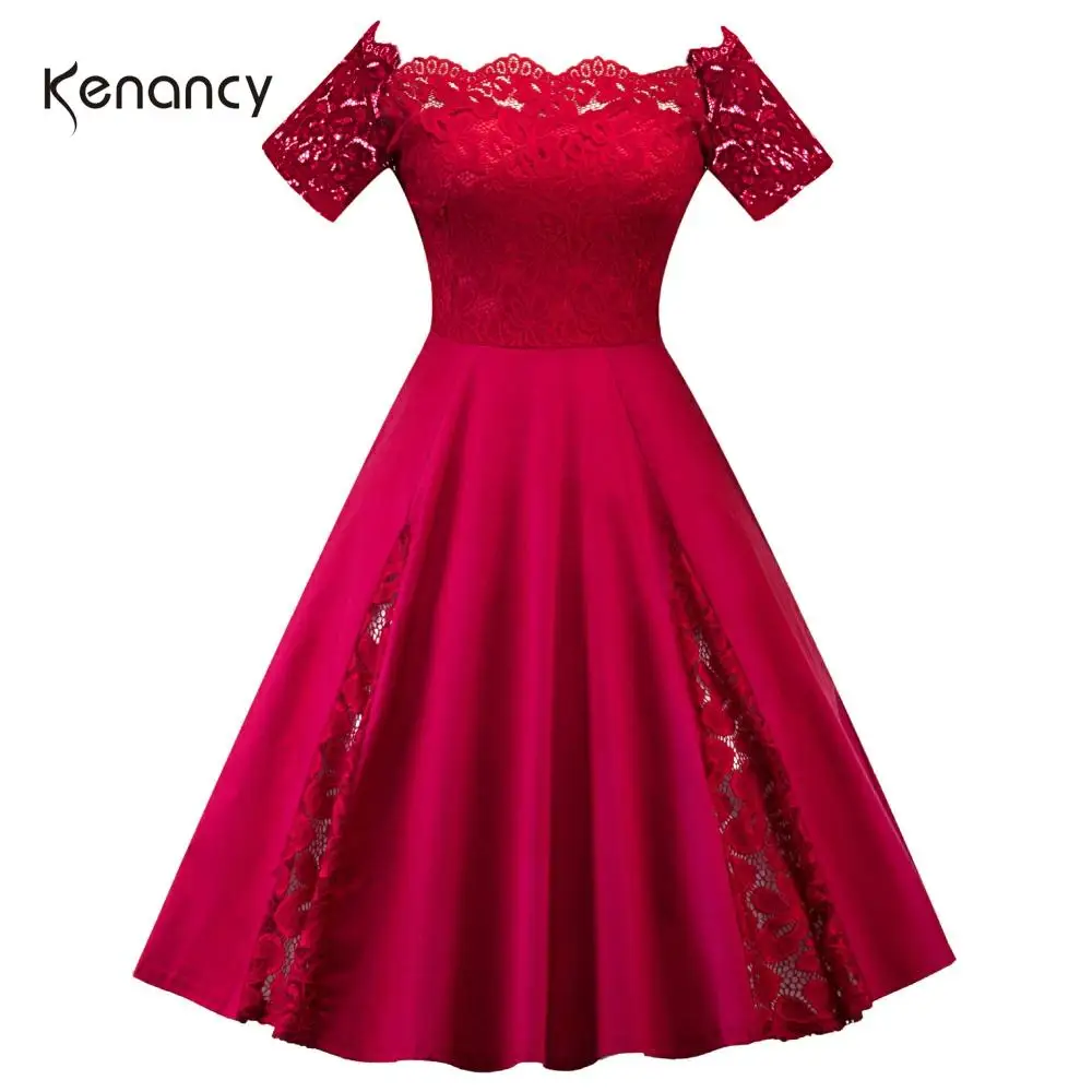 Женское винтажное платье Kenancy hepbern корсет с коротким рукавом и кружевной строчкой