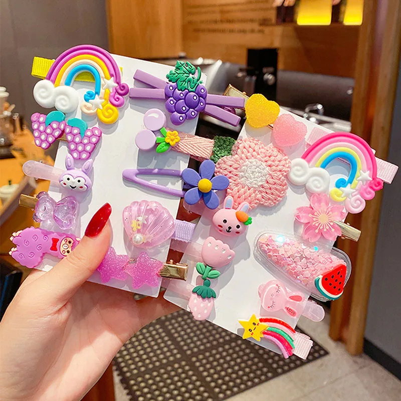 

New Baby Princess Candy Color Hair Accessories 10/20 Piece Set Cute Flower Animal Hairpin Children's Hairpin Set Hair Clips
