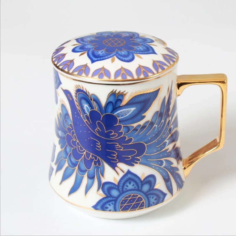 

Luxury Noble Design Mosaic Coffee Mugs Nordic Ins Hot Gold Painting Ceramic Water Cups 350ml