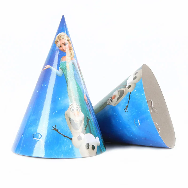

Frozen Theme 6pcs/Lot Paper Caps Baby Shower Kids Birthday Party Decoration Supplies Anna Elsa Theme Event Disposable Hat Supply