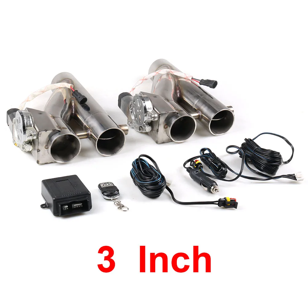 3INCH 2,25 ''2,5" " двойной электрический выключатель глушителя комплект Y труба клапан управления выхлопом с двойной система клапанов 1 Перетащите 2 пульта дистанционного Управление - Цвет: 3INCH