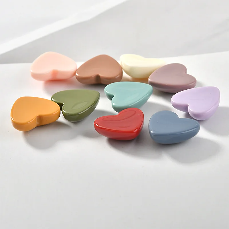10pcs 17 18mm retro solid color heart shaped resin earring pendant accessories diy mobile phone case making accessories free global shipping