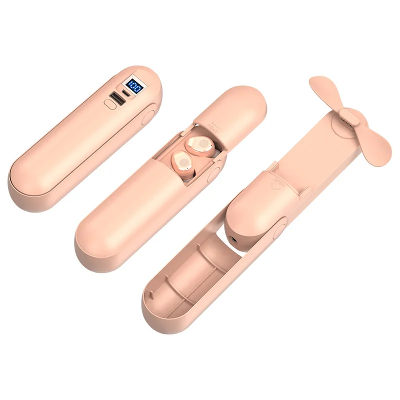 

Bluetooth Headset with Microphone Wireless Headset TWS Dual Ears Handheld Fan Charging with Flashlight Touch Control Headset