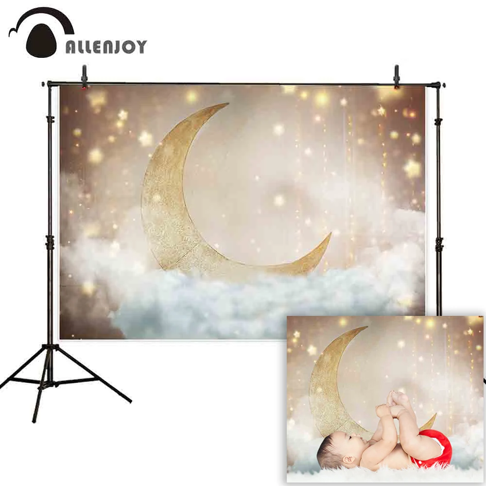 Фотофон Allenjoy для фотосъемки фон с золотой луной небом звездами облаком