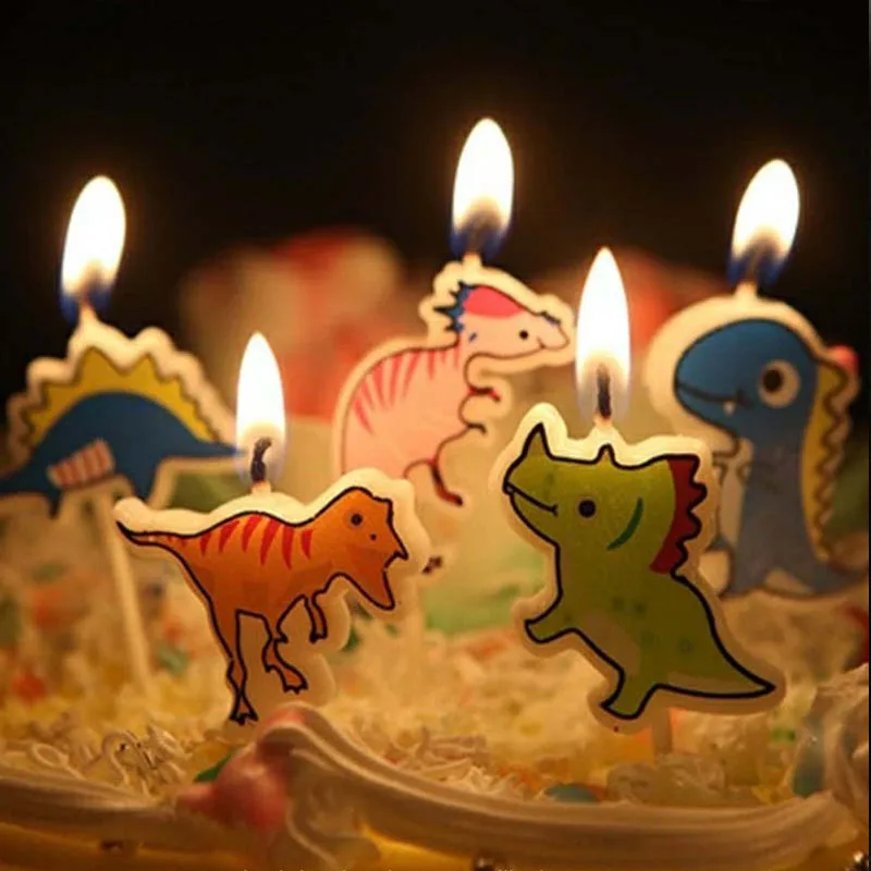 5 детской свечи в форме динозавра необычное ремесло цветная мультяшная свеча на