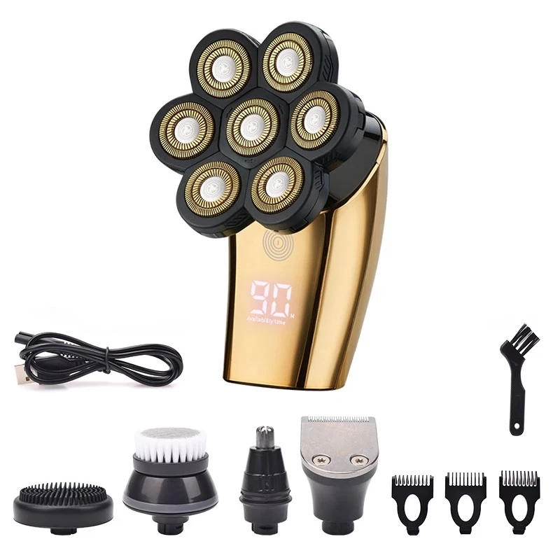 

Электробритва Мужская 5 в 1, триммер с 7 лезвиями для бороды, машинка для стрижки, водонепроницаемая IPX6 электробритва со светодиодным дисплее...