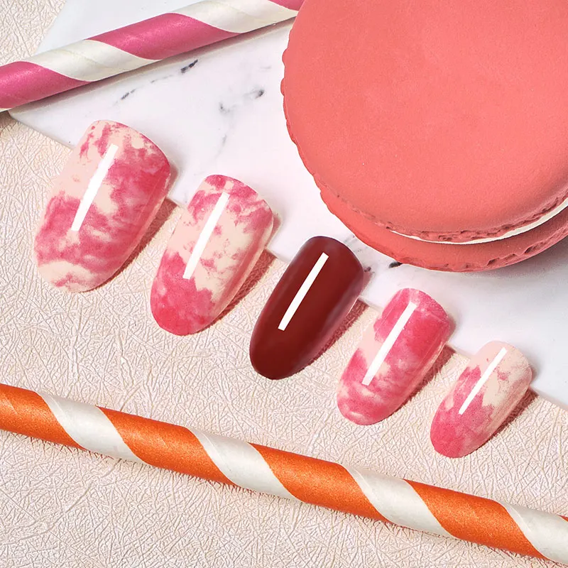 24 шт. накладные ногти балерины хаки телесного цвета мраморный гроб плоские