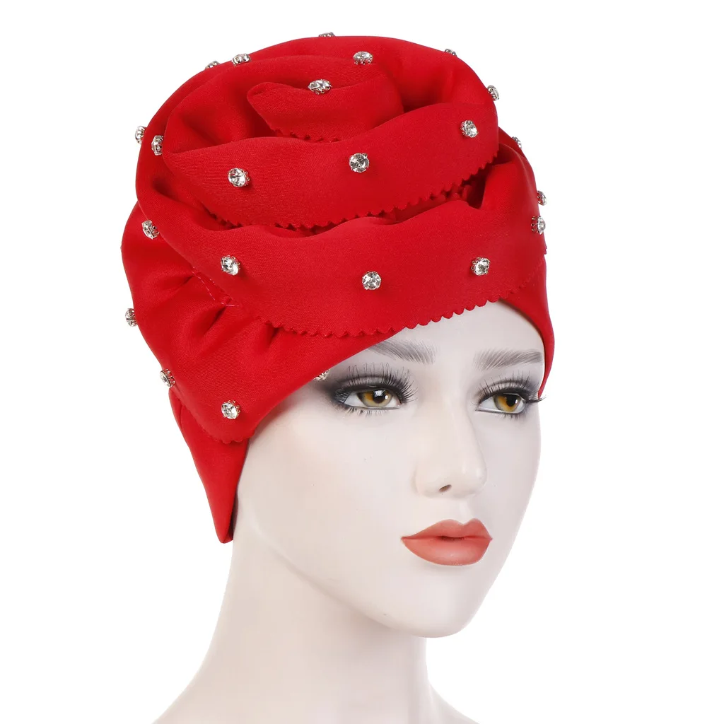 

Muslim super large flower flanging solid color headtie