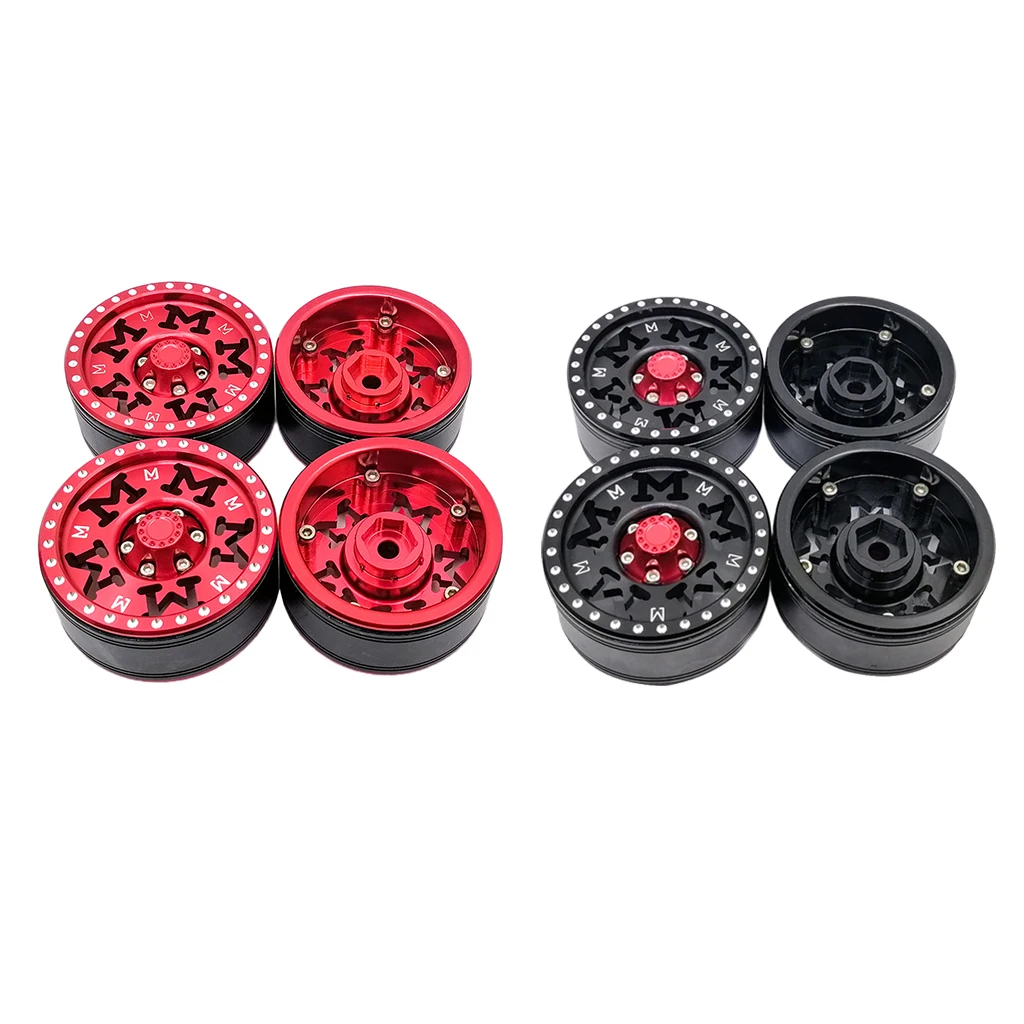 

1.9 inch Beadlock Wheel Rims Heavy Duty CNC Aluminum 4pcs-Set for 1:10 RC Crawler -4 Axial SCX10 90046, KM2