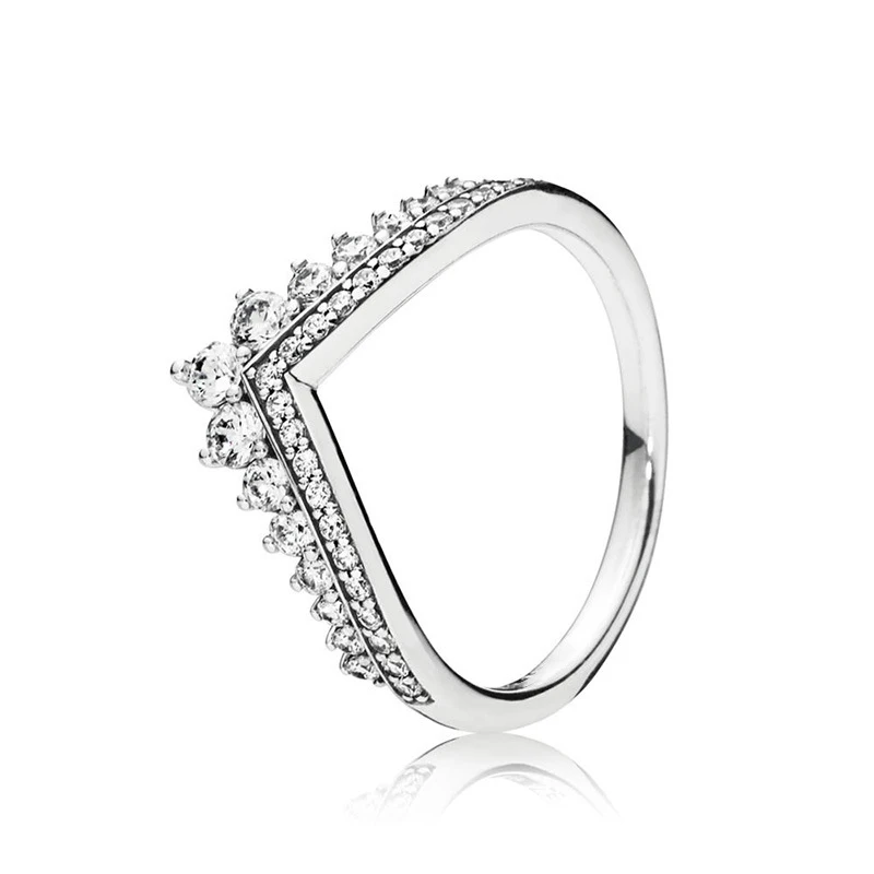 Shine Crown Princess Wish Bone CZ кольца для женщин парные геометрические обручальные V