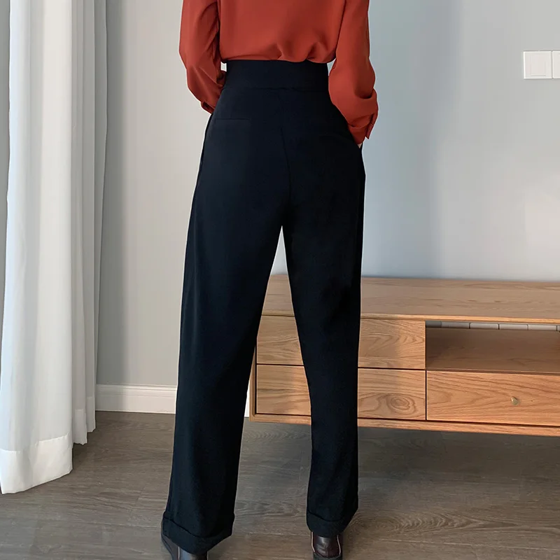 Брюки женские широкие на липучке винтажные модные повседневные свободные штаны