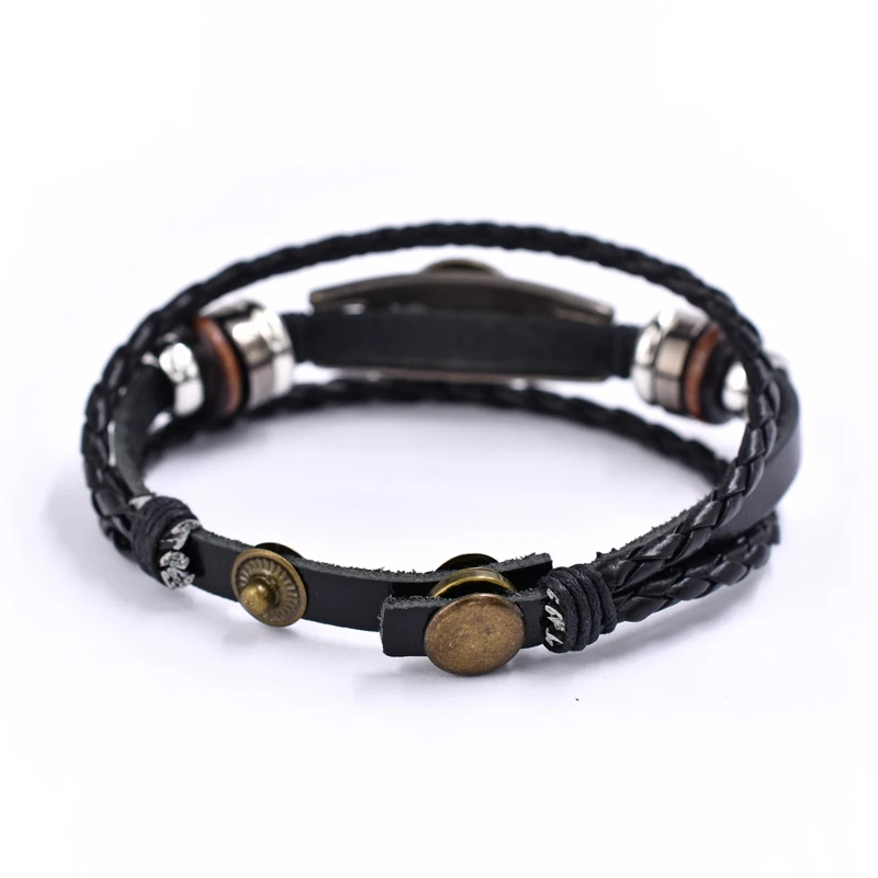 

Fashion Spider Bracelet Vintage Steampunk Men Black Weave Leather Bracelets Multilayer Wide Wrap Animal Bangle Goth Jewelry Gift