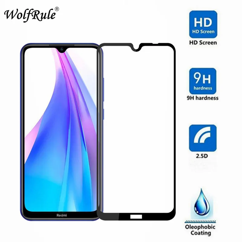 2 piezas de Protector de pantalla LCD para Xiaomi Redmi Note 8T pegamento completo vidrio templado para Xiaomi Redmi Note 8T vidrio Redmi Note 8T 6,3"-1