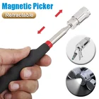 Телескопическая магнитная ручка для захвата с светильник кой, Портативные Инструменты для захвата магнитных болтов, выдвижные автомобильные аксессуары