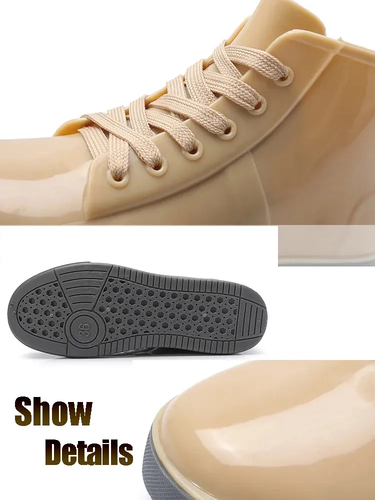 Модные дождевые ботинки из ПВХ женская обувь оранжевая Женская