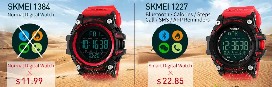 SKMEI Смарт спортивные часы мужские Bluetooth многофункциональные фитнес часы 5 бар водонепроницаемые цифровые часы светодиодный часы reloj hombre 1227