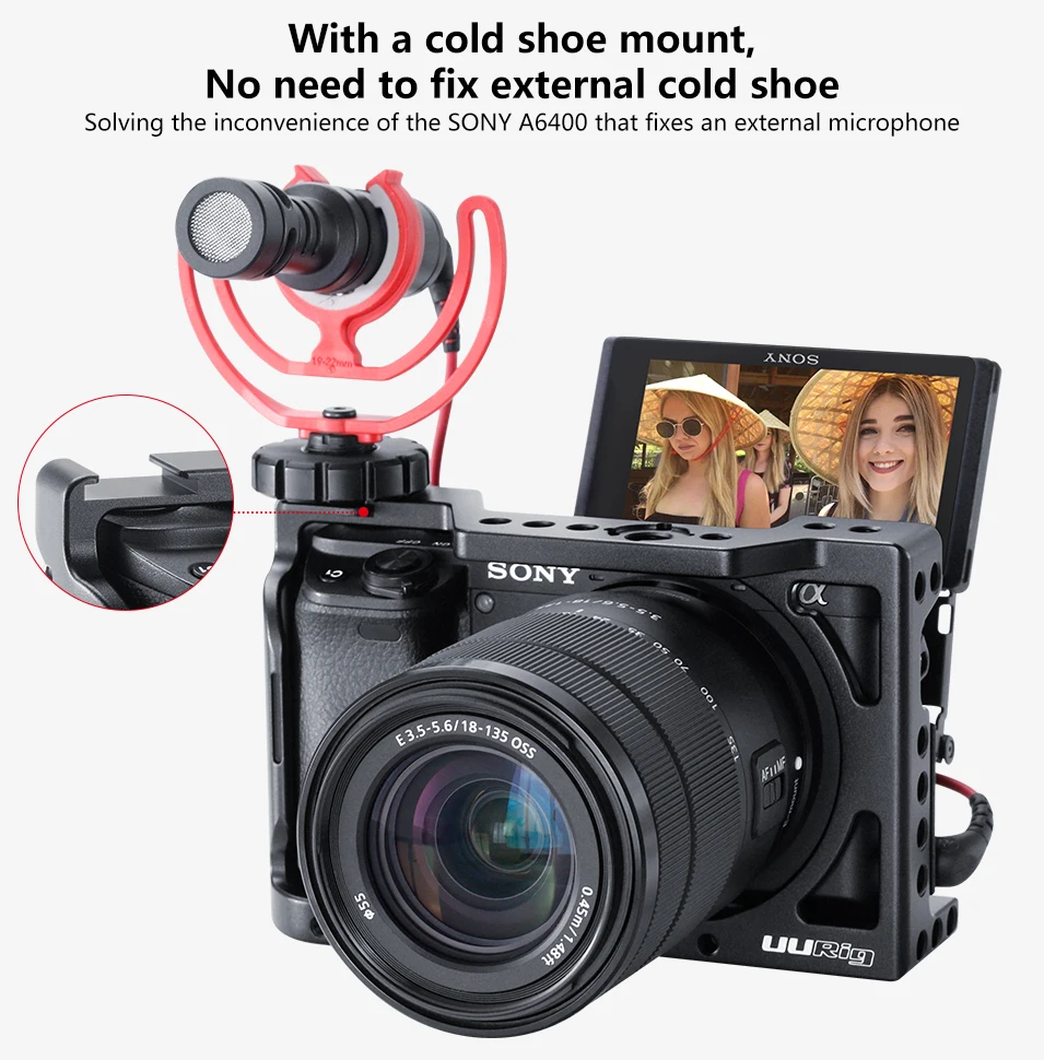 UURig R009 металлическая клетка для камеры sony Alpha A6400 A6300 A6100 рукоятка для камеры аксессуары для DSLR камеры