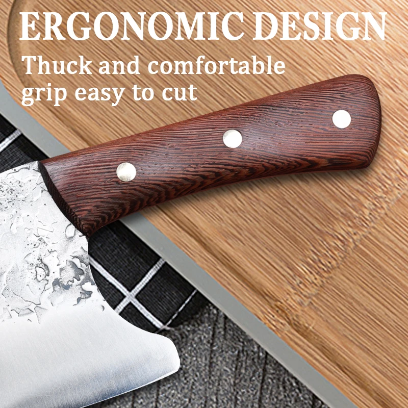 Нож шеф-повара высокопрочный кованый кухонный резец из нержавеющей стали 7