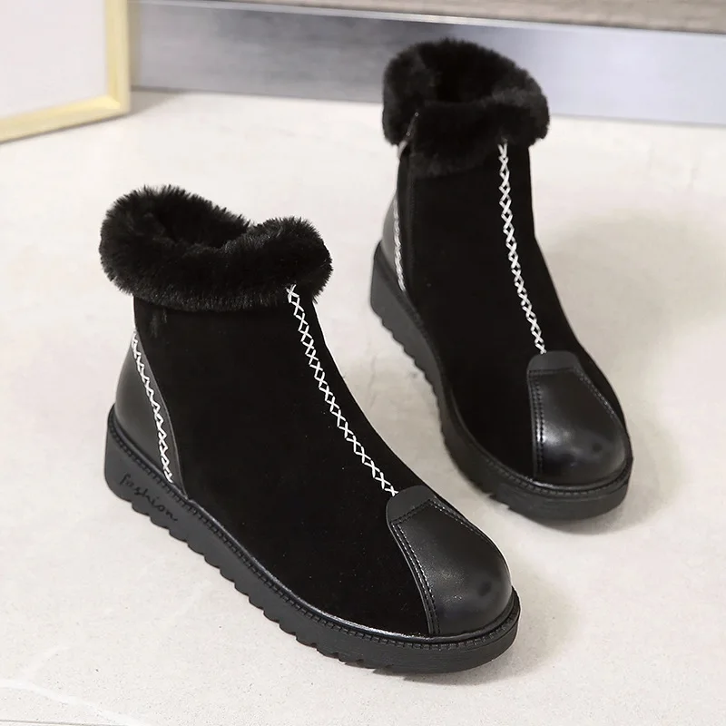 

NEW Women Martin Boots Autumn Winter Boots Classic Zipper Snow Ankle Boots Winter Suede Warm Fur Plush Women Shoes 35-40