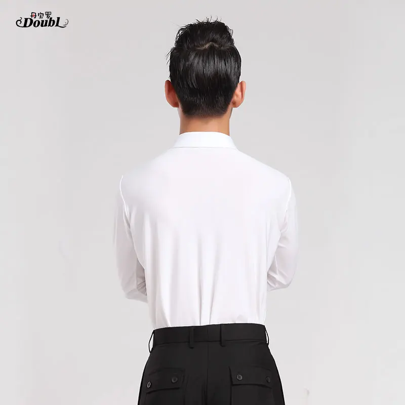 Мужская одежда для бальных танцев и латиноамериканских белая рубашка на