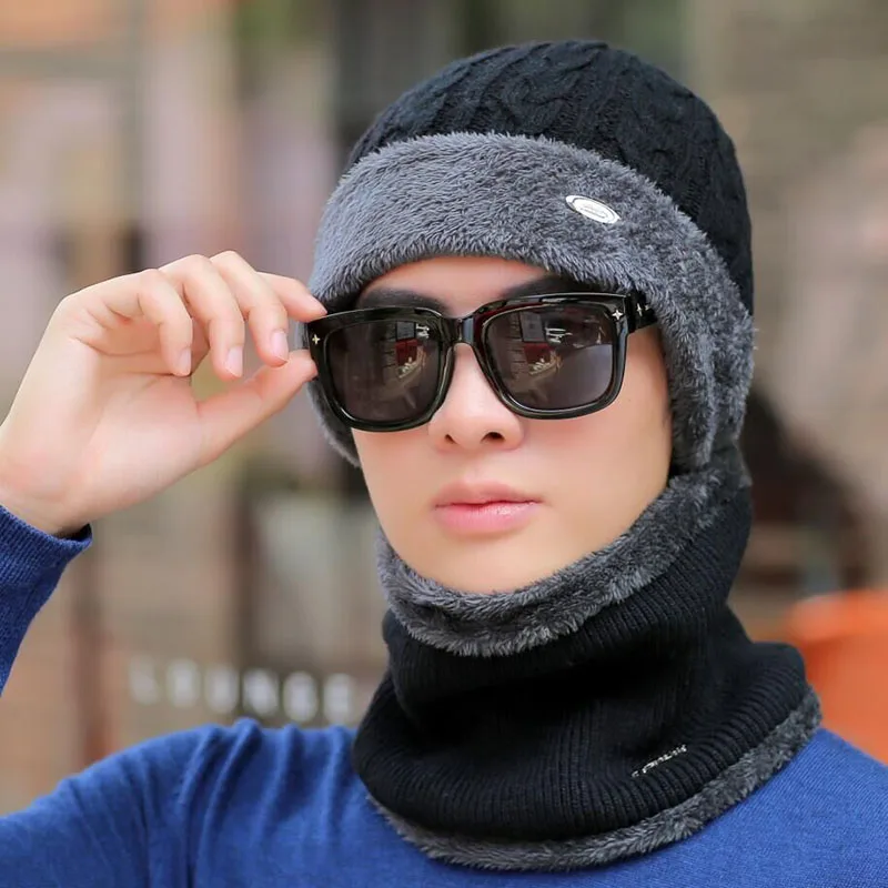 Брендовые зимние шапки для мужчин Skullies Beanies Мужская зимняя вязаная шапка из крученой пряжи шарф из шерсти женская маска капота мужская шапка