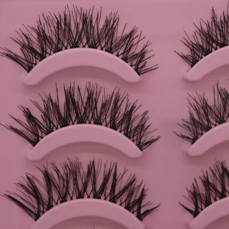 5 Pai Ручной Набор накладных ресниц крест на натуральный Длинный Поддельные