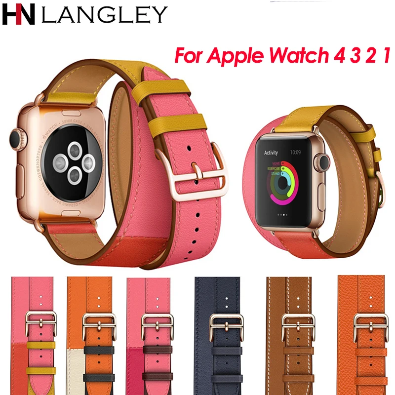 Ремешок с пряжкой из розового золота для Apple Watch, ремешок 38 мм, 42 мм, 44 мм, 42 мм, браслет из натуральной кожи, серия 4, 3, 2, 1