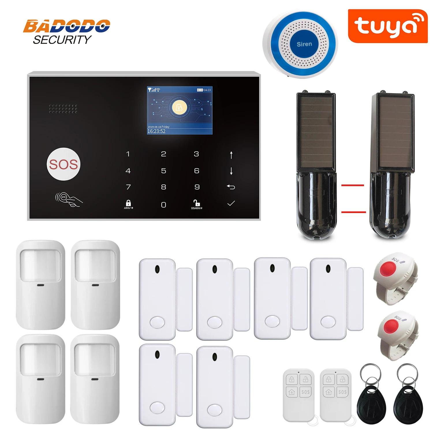 Tuya APP remote control smart WiFi GSM 4G TDD-LTE FDD-LTE WCDMA home Alarm system solar infrared beam sensor optional | Безопасность и