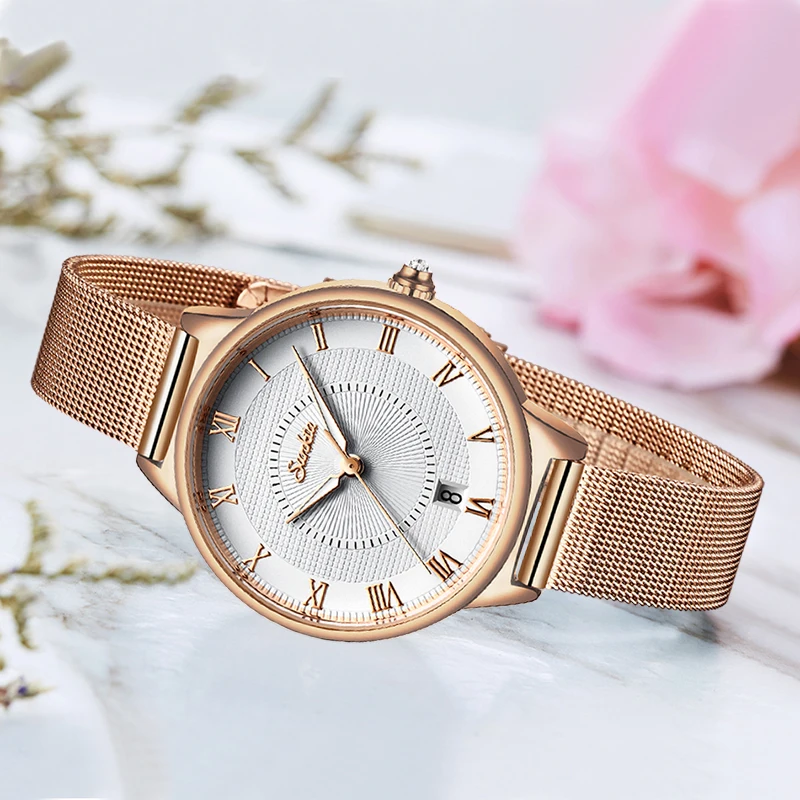 2019 SUNKTA Хит роскошные часы для женщин водонепроницаемые розовое золото стальной