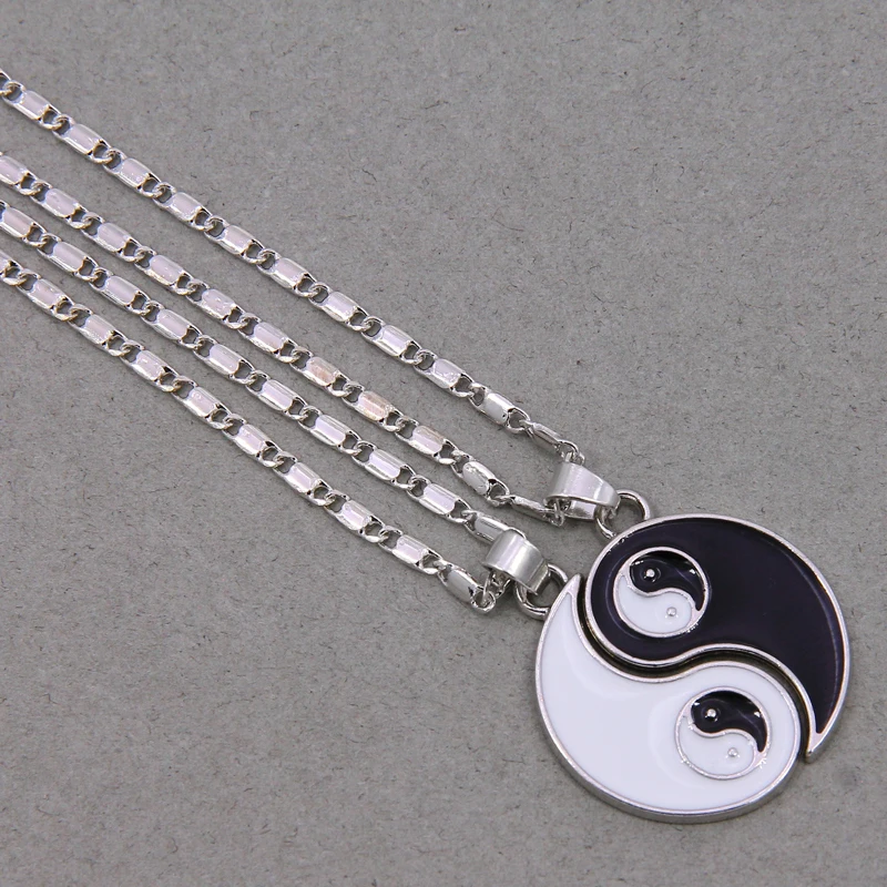 2Pcs Tai Chi Necklace KC Gold Yin Yang Pendant Puzzle Piece Birthday Jewelry Gifts For Couple Or Best Friends | Украшения и
