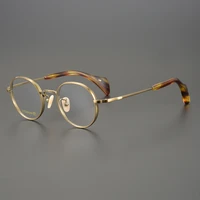 japanese handmade pure titanium spectacle glasses frame ultra light retro round business men myopia anti blue light designer