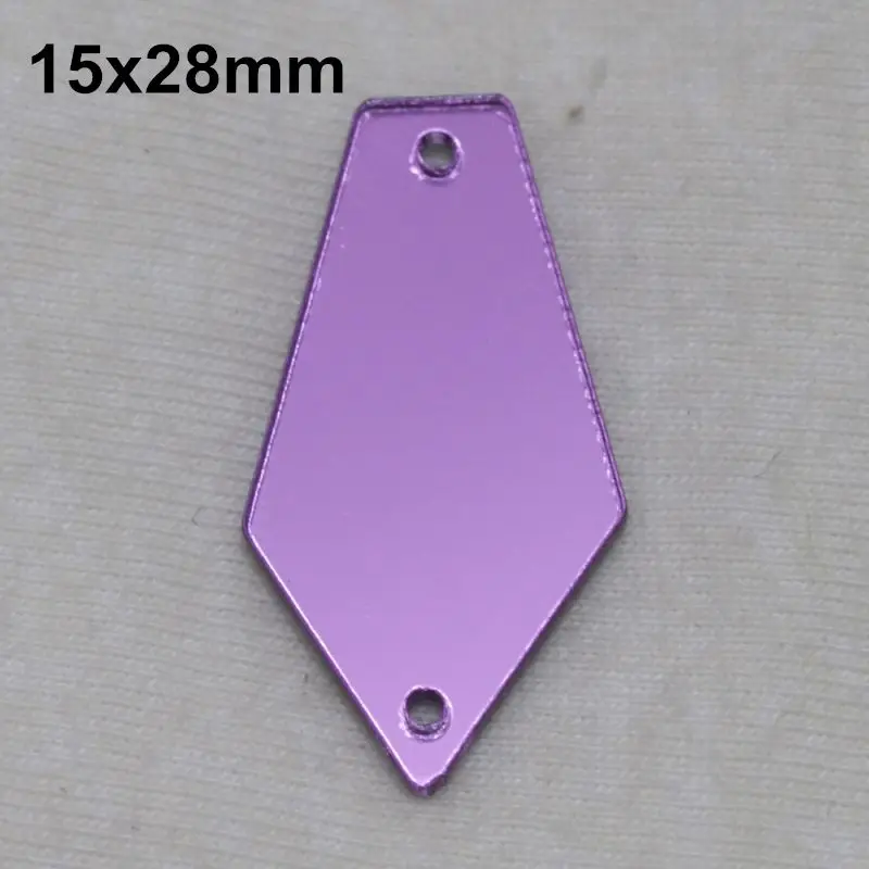A07-15x28 Фиолетовое акриловое зеркало пришивные стразы DIY Flatback зеркальные акриловые пришивные стразы с отверстиями для шитья - Цвет: A07-15x28
