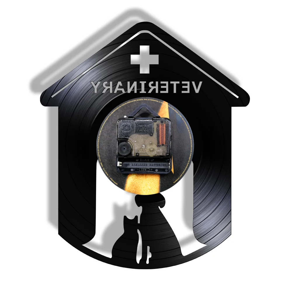 Классические виниловые настенные часы для ветеринарии собак кошек современный