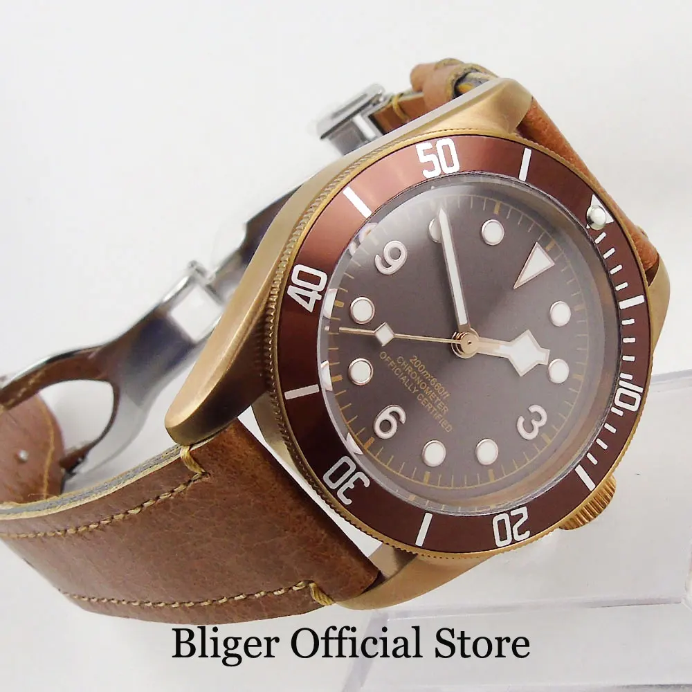 Часы Sapphire 41 мм кофейные с большим циферблатом часы из сплава вращающимся ободком