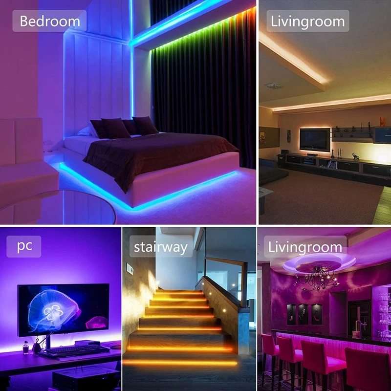

Bluetooth LED Strip Lights 5M Rgb 5050 Smd Flexible Ribbon Waterproof for Bar Home Decoration
