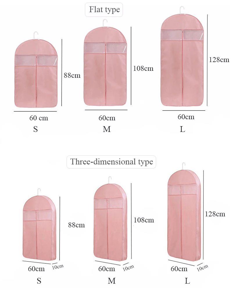 Three-dimension case for dresses wardrobe clothes cover suit with zipper garment bag clear window fur coat protector | Дом и сад