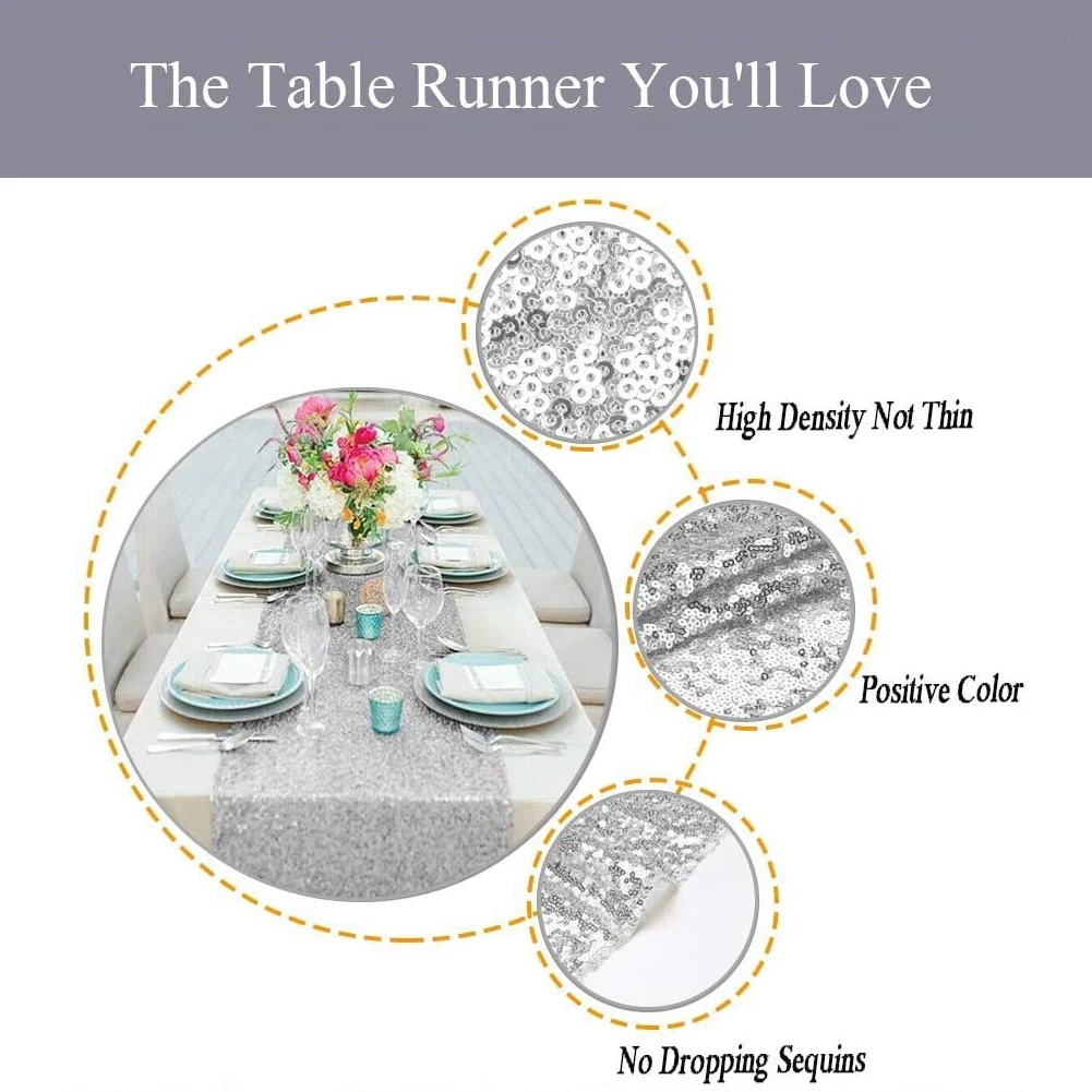 

Sequin Table Runner Rectangular Dining Table Scarf Luxury Table Runner With Tassel For Dining Table Party Tablecloths Decoration