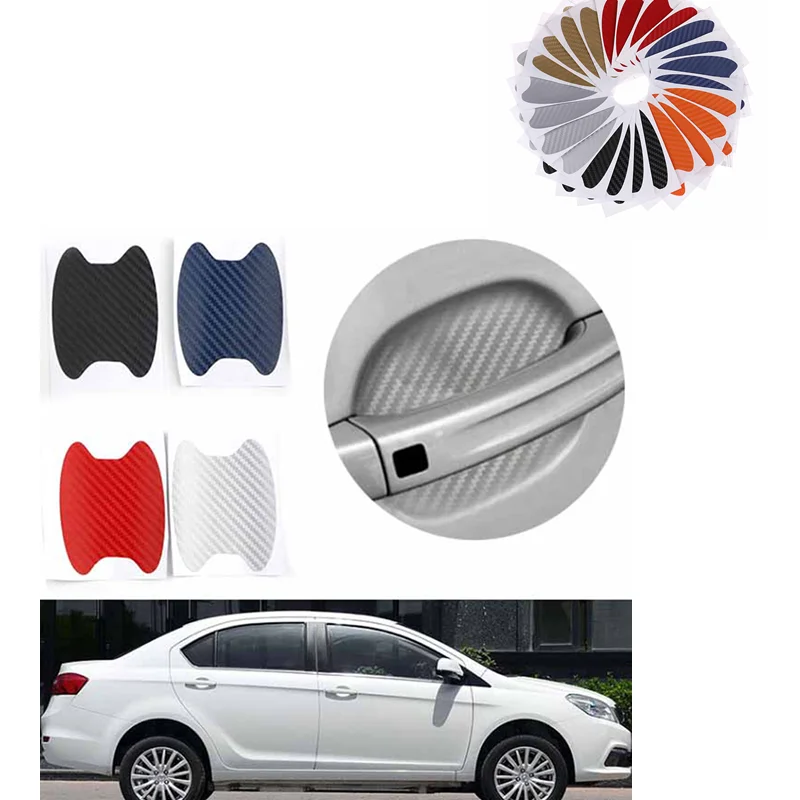 

4Pcs Carbon Car Door Sticker Scratches Resistant Cover Auto Handle Protection Film Exterior Accessories Body Decoration